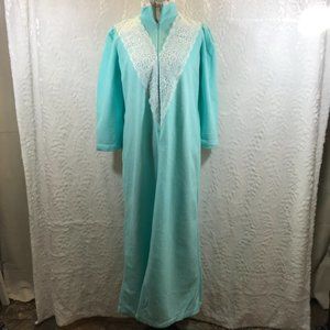 Vintage Aqua Robe with Lace Detail